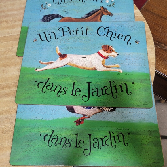 Pimpernel Dans Le Jardin Julie Huber Farm Animals placemats set of 3 - Picture 3 of 8